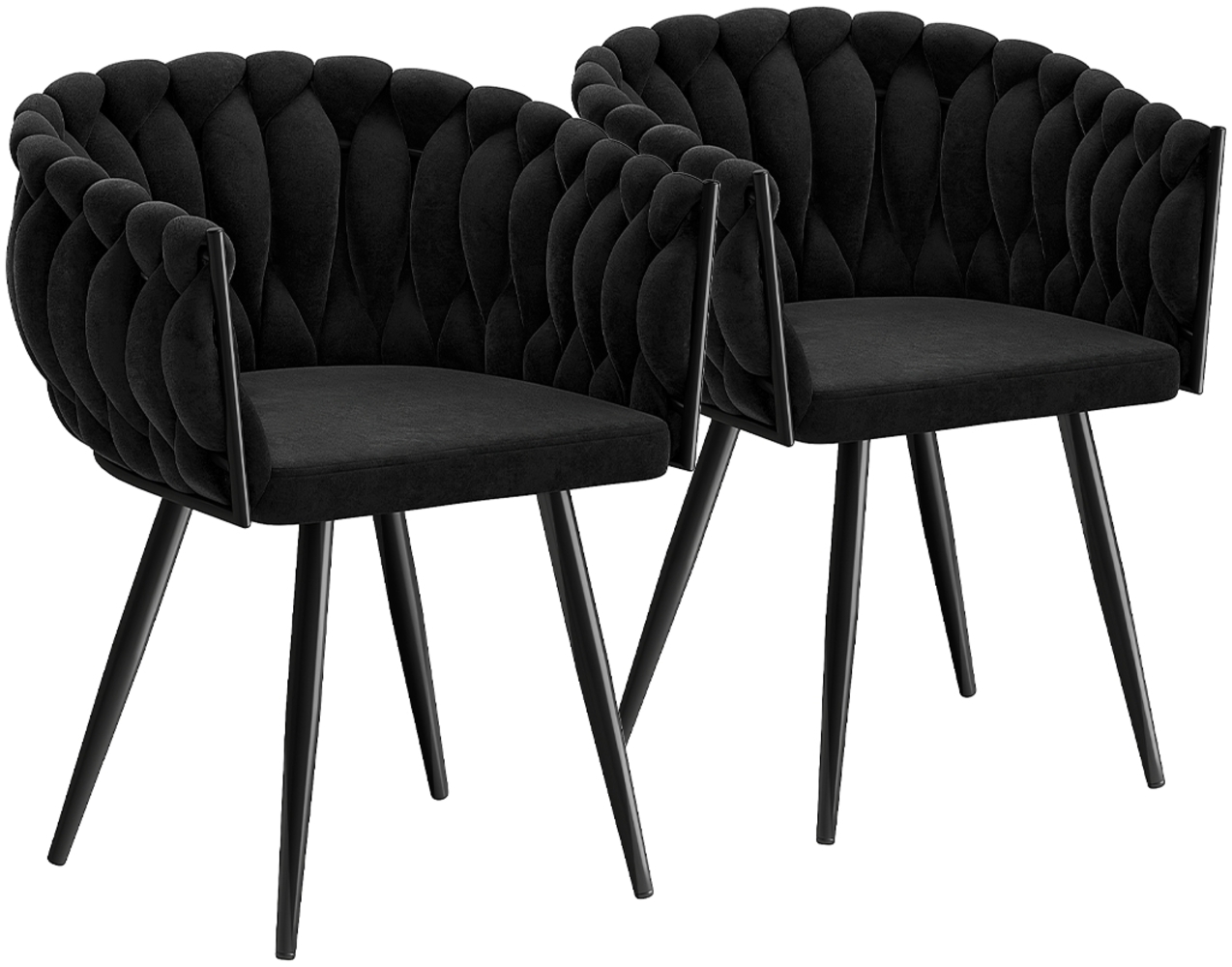 skølm 'Sudri' Esszimmerstühle, 2er Set, schwarz, gepolstert mit Samtbezug, bis 120 kg belastbar, höhenverstellbar Bild 1