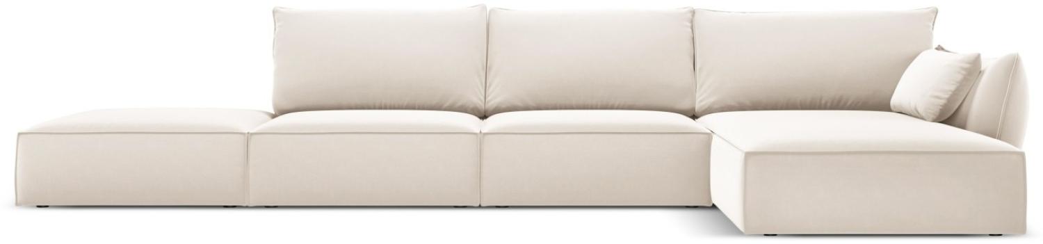 Micadoni 5-Sitzer Samtstoff Ecke rechts Sofa Kaelle | Bezug Light Beige | Beinfarbe Black Plastic Bild 1