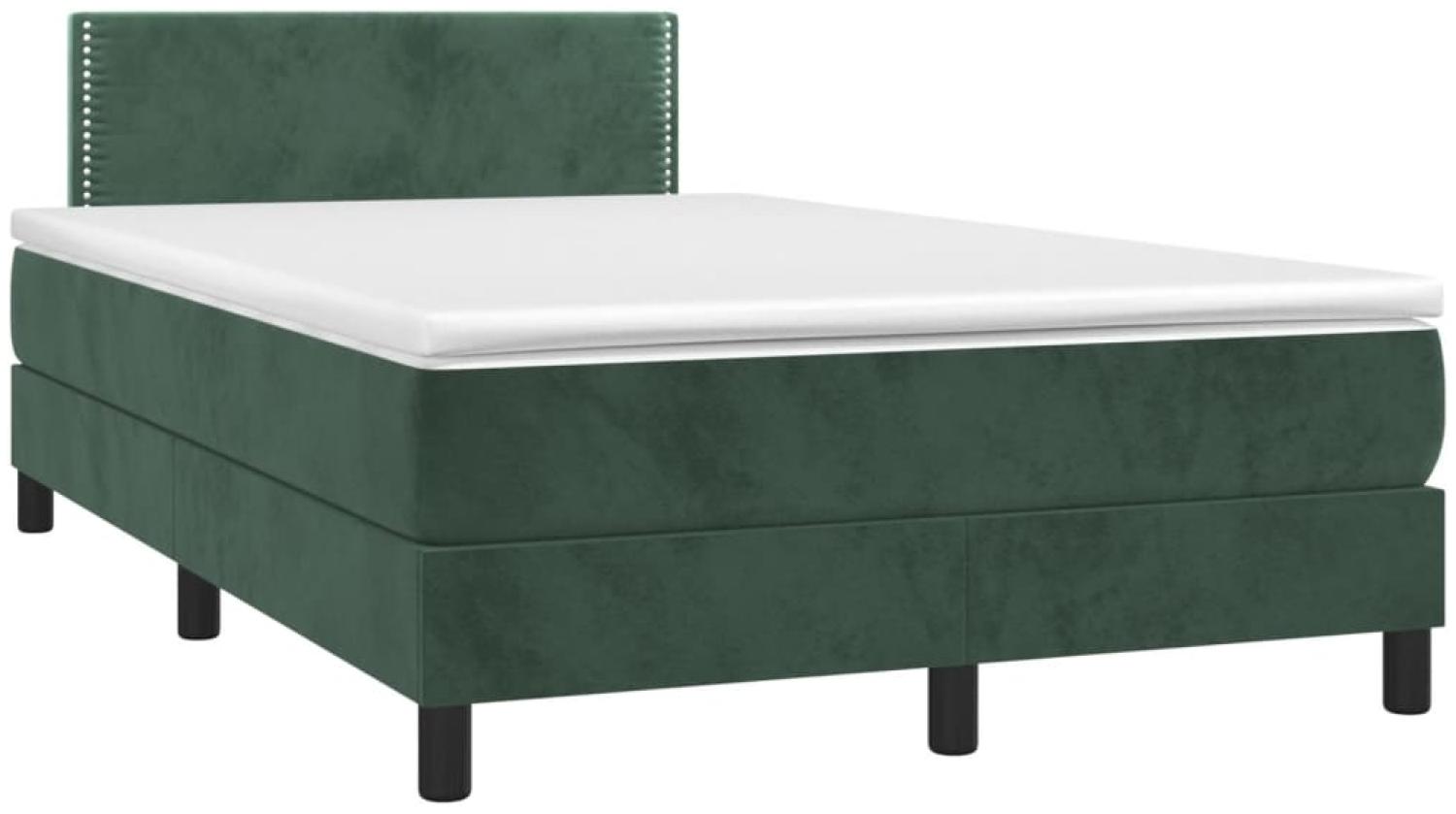 vidaXL Boxspringbett mit Matratze Dunkelgrün 120x190 cm Samt 3269834 Bild 1