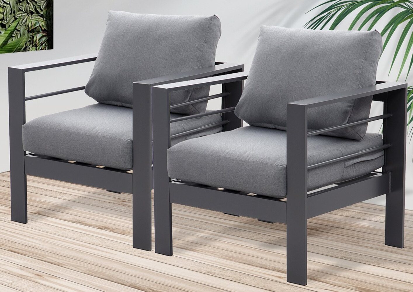 MeXo Gartenlounge-Set Gartenmöbel Set Aluminium Loungeset für Terrasse Balkon, (Set, 2-tlg, 2 × Einzelsessel, 4 × Auflagen), wetterfest Gartenstuhl Gartensessel Balkonstuhl für 1-2 Personen Bild 1