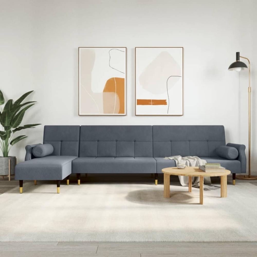 vidaXL Schlafsofa in L-Form Dunkelgrau 271x140x70 cm Samt 3157222 Bild 1