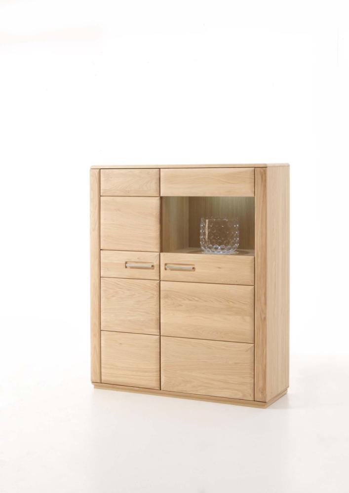 Kleines Highboard Sena - Eiche Bianco massiv - links Bild 1