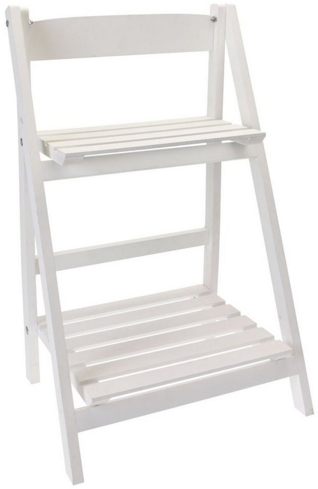 Spetebo Pflanzentreppe Outdoor Etagere - weiß - mit 2 Ablagen (Set, 1 St, Etagere mit 2 Böden), klappbares Blumenregal Bild 1