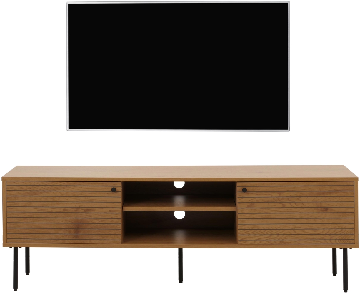 TV-Rack HWC-N78, Lowboard TV-Schrank, skandinavischer Stil Metall Holz Melamin MVG 150x40x50cm ~ natur Bild 1