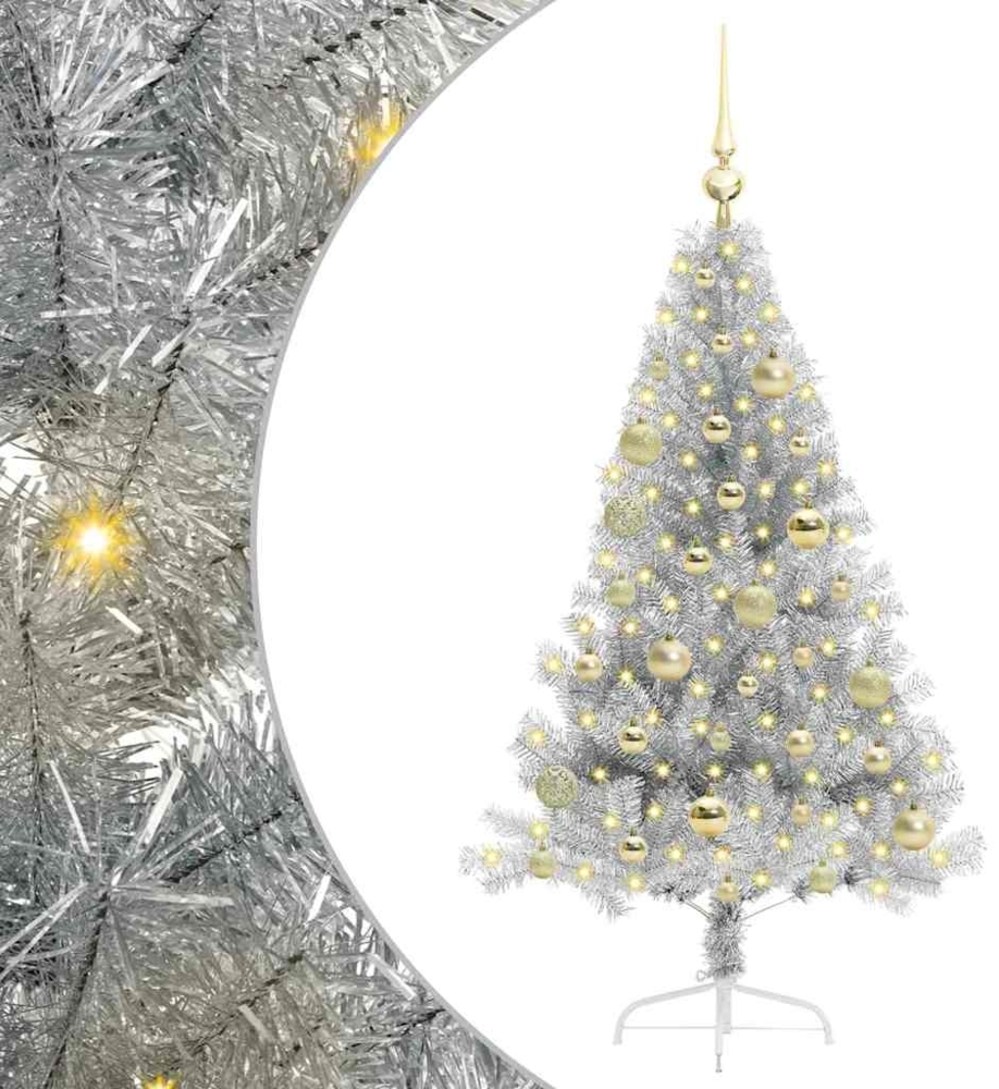 vidaXL Künstlicher vorbeleuchteter Weihnachtsbaum Silber 120 cm 3397184 Bild 1