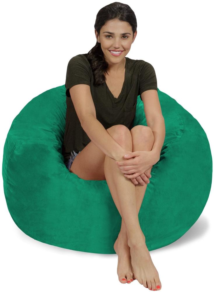 Chill Sack L - Der Sitzsack mit Memory-Foam Füllung - Das Sitzkissen für Kinder und Erwachsene mit kuschelweichem, waschbarem Velourbezug in Koboldgrün Bild 1