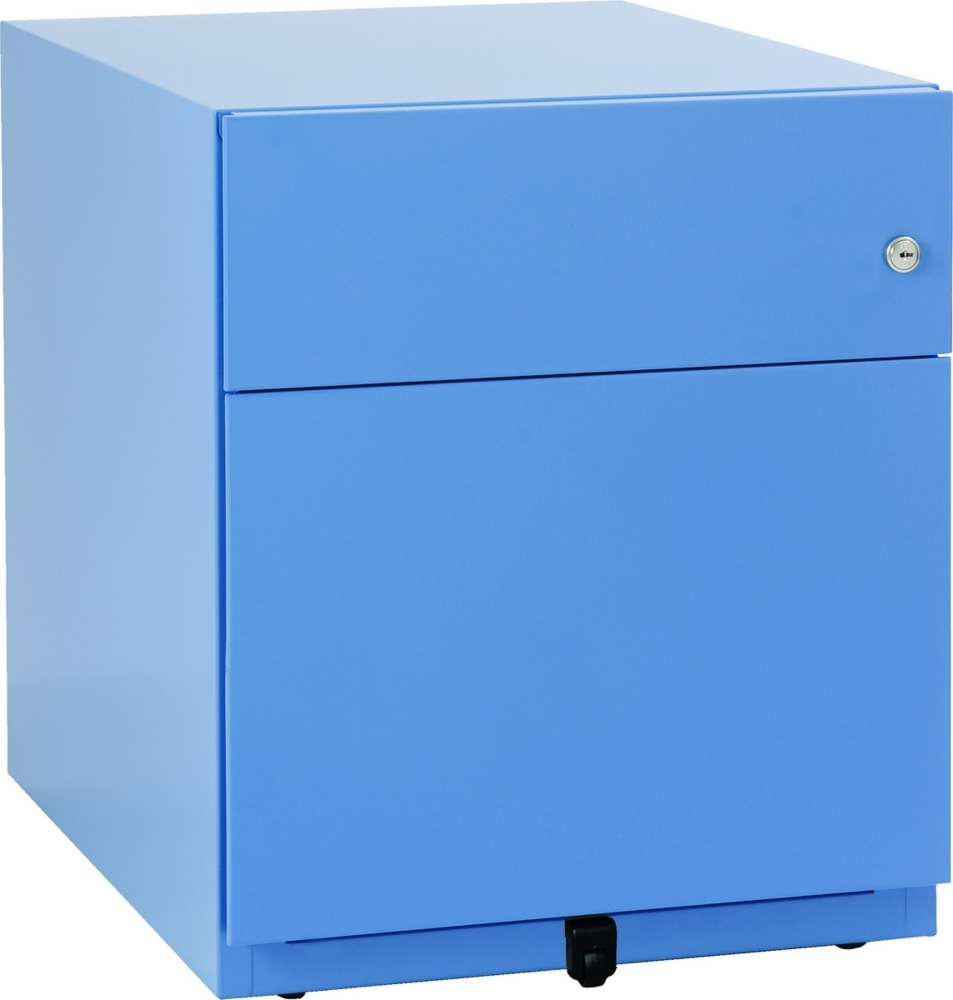 BISLEY Note Rollcontainer mit 2 Schüben aus Metall abschließbar in blau - Bürocontainer mit Universalschublade & Hängeregistratur, Container mit Schloss für Büro & Homeoffice auf Rollen, NWA59M7SF-605 Bild 1