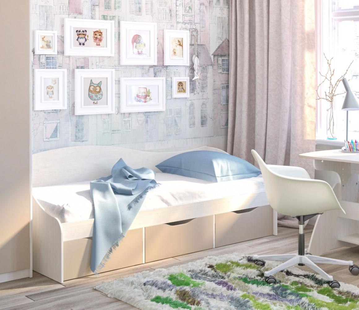 Jugendzimmerbett Kombi Bett 80x190 cm mit Schubladen pinie natur gebleicht cappuccino Bild 1