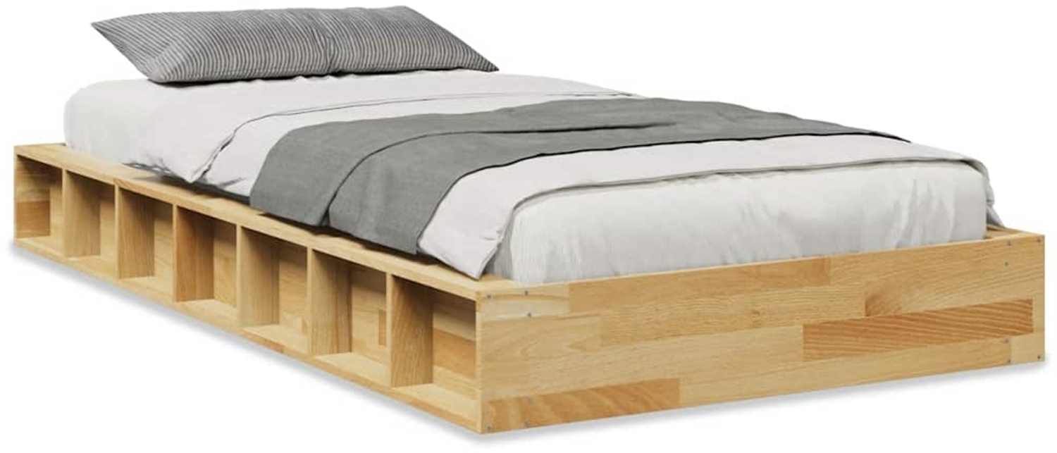 vidaXL Massivholzbett ohne Matratze 90x200 cm Eichenholz 3324120 Bild 1