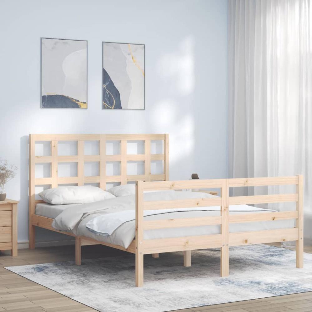 vidaXL Massivholzbett mit Kopfteil 140x190 cm 3193966 Bild 1