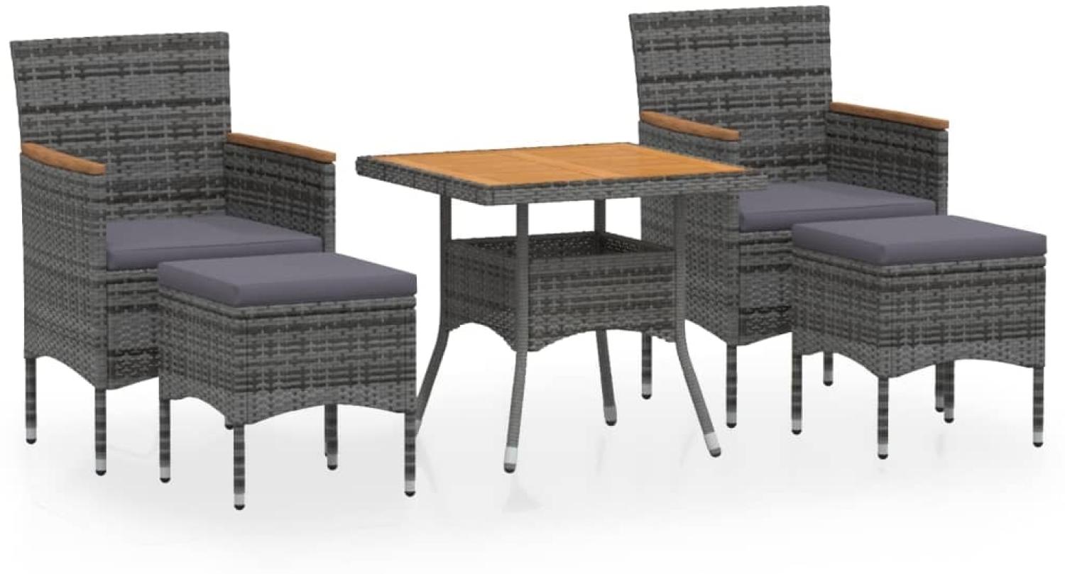 vidaXL 5-tlg. Garten-Essgruppe Poly Rattan & Massivholz Akazie Grau 3058337 Bild 1