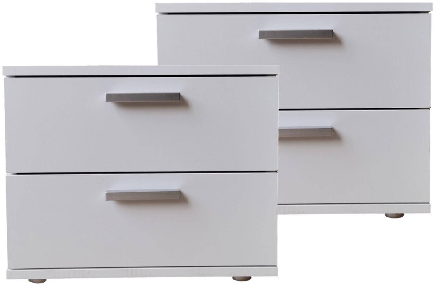 HTI-Living Nachtschrank Nachtschrank 2er Set Weiß Nina (Set, 2-St, 2 Nachtschränke) Nachttisch Nachtkommode Nachtkonsole Bild 1