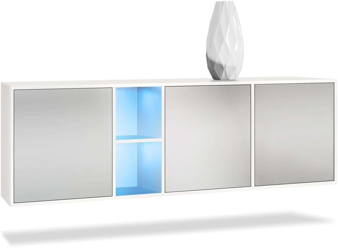 Vladon Kommode Cuba - Weiß matt/Hellgrau seidenmatt inkl. LED - Modernes Sideboard für Ihr Wohnbereich - (BxHxT) 182x53x35 cm Bild 1