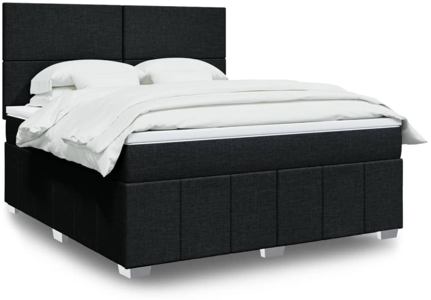 vidaXL Boxspringbett mit Matratze Schwarz 180x200 cm Stoff 3294042 Bild 1