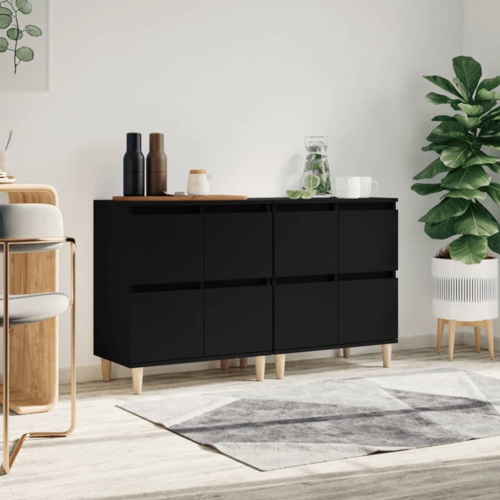 vidaXL Sideboards 2 Stk. Schwarz 60x35x70 cm Holzwerkstoff 3185752 Bild 1