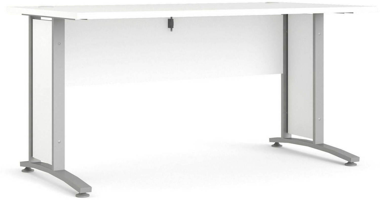 Dmora Schreibtisch Ascorbato, Mehrzweckschreibtisch, Bürotisch für PC, Eckschreibtisch, 150x80 h75 cm, Weiß und Grau Bild 1