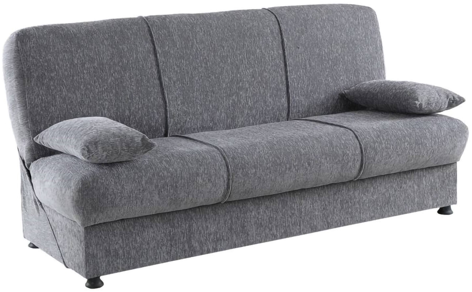 Dmora 3-Sitzer Schlafsofa Arachide, Sofa mit Stauraum und 2 Kissen inklusive, gepolstertes Stoffsofa mit Klick-Klack-Öffnung, 180 x 81 x 90 cm, Grau Bild 1