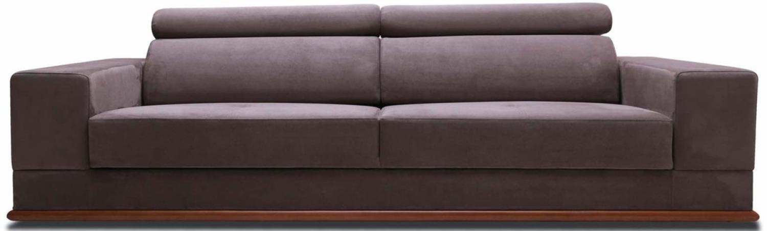 Casa Padrino Luxus Samt Sofa mit klappbaren Kopf & Nackenstützen Lila / Braun 240x110 x H. 67 cm - Modernes Schlafsofa Bild 1