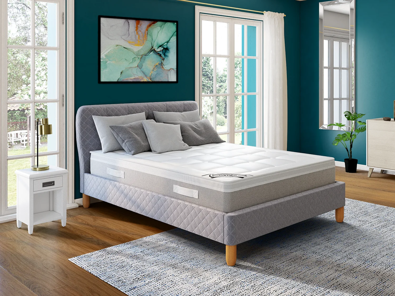 Vente-unique - Nachttisch mit 1 Schublade & 1 Ablage - Pinienholz - Weiß - GUERANDE Bild 1