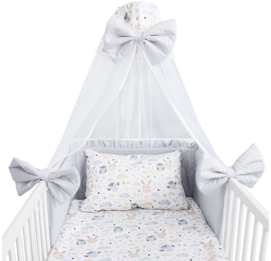 Amilian Babybettwäsche Set 7-teilig - Bettwäsche 100x135 - Kissenbezug 40x60 - mit Himmel, Chiffonhimmel, 7 teilig, Komplett-Set für Babybett, Gitterbett - Kinderbettwäsche Bild 1