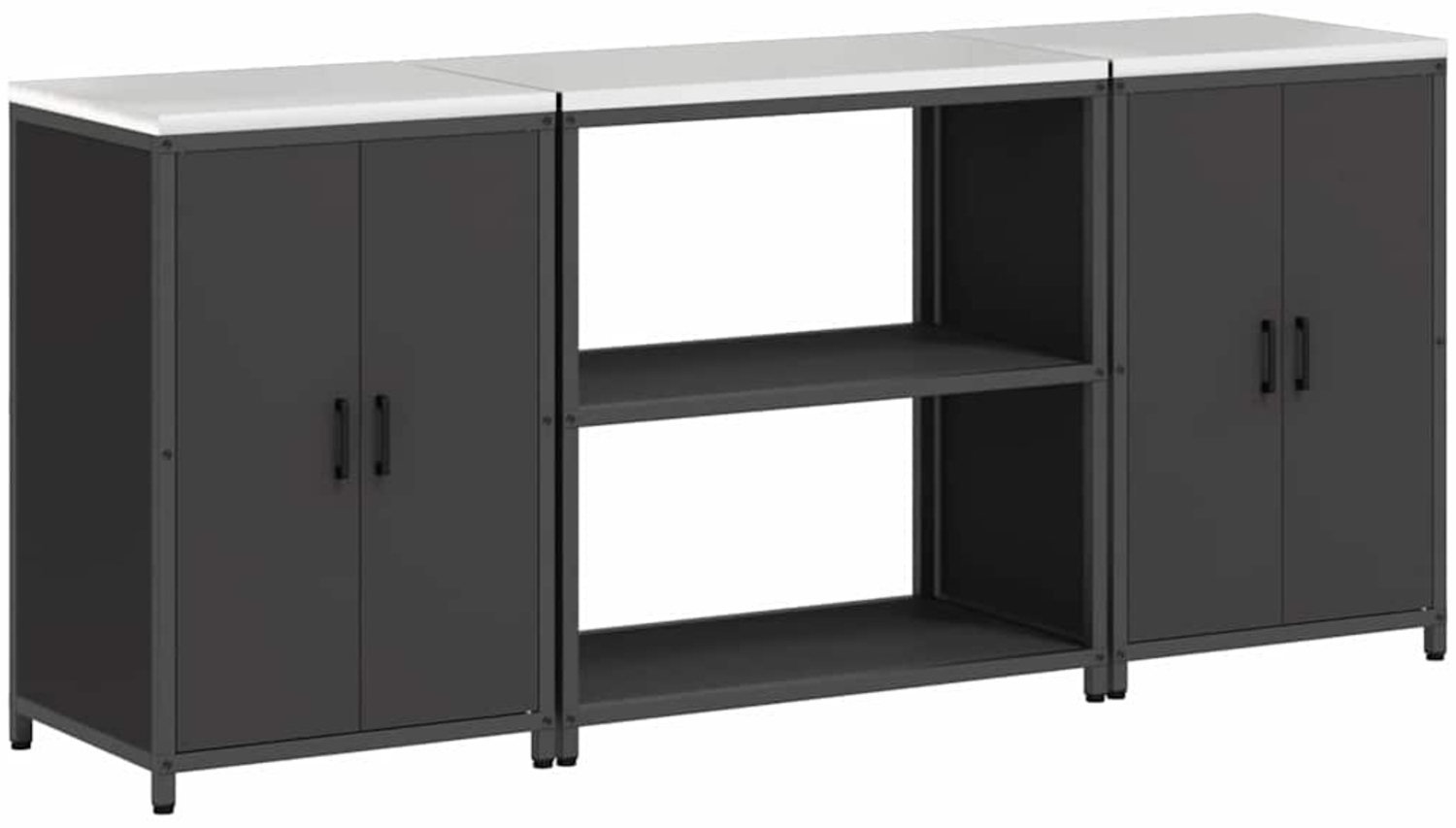 vidaXL Aufbewahrungsset für die Küche mit Regal 3 pcs Schwarz Stahl 3392666 Bild 1