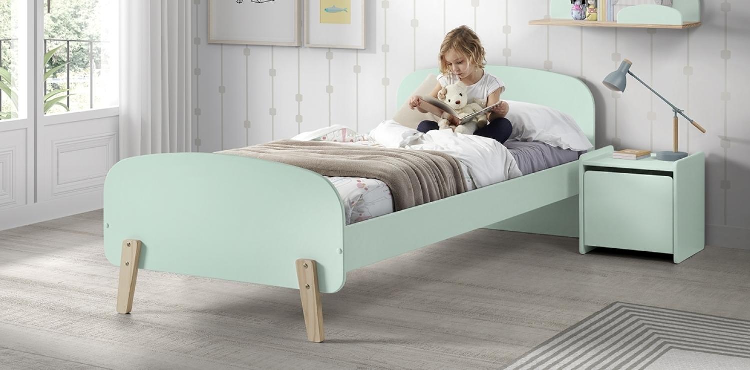 Einzelbett Kiddy 205,5 x 72,5 x 95 cm Nachtkonsole MDF Mintgrün Bild 1