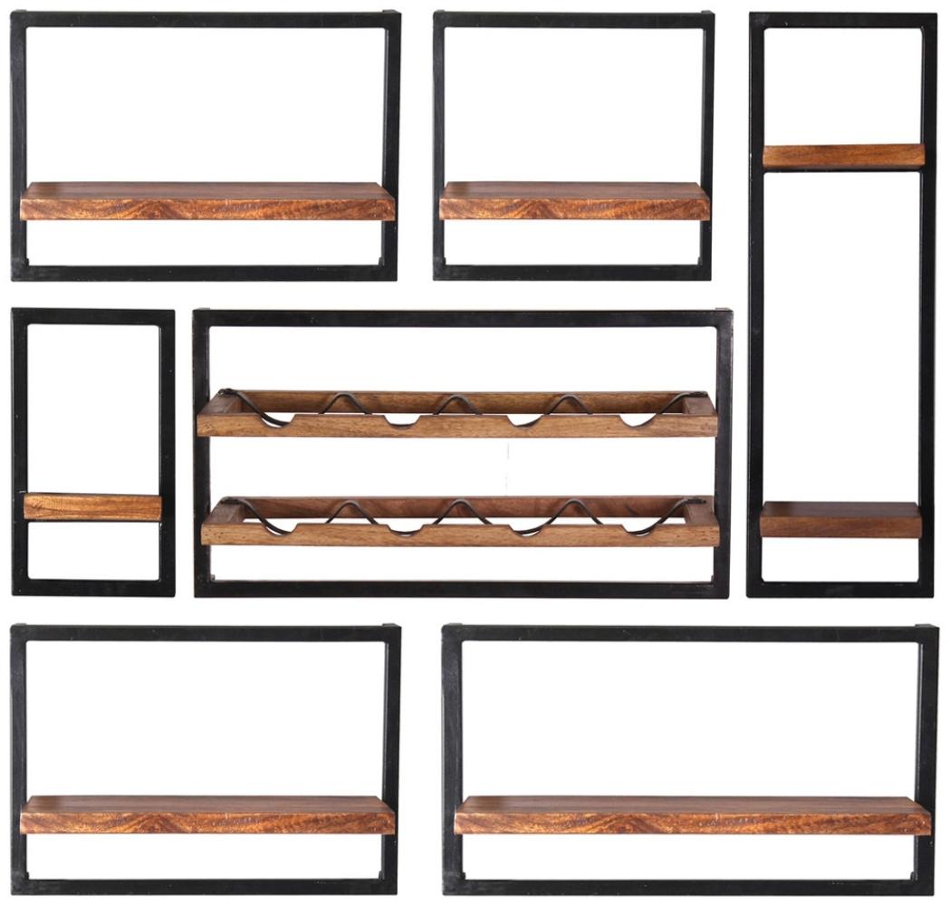 7er Set Wandregale Panama 120 x 25 x 110 cm Mangoholz Bild 1