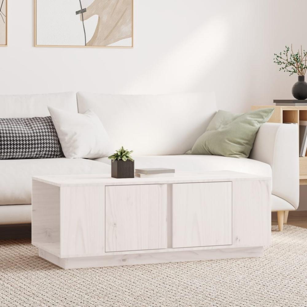 vidaXL Couchtisch Weiß 110x50x40 cm Massivholz Kiefer [814430] Bild 1