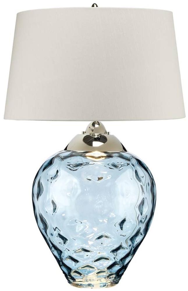 Elstead Samara Tischlampe groß hellblau Stoffschirm taupe 79cm Bild 1