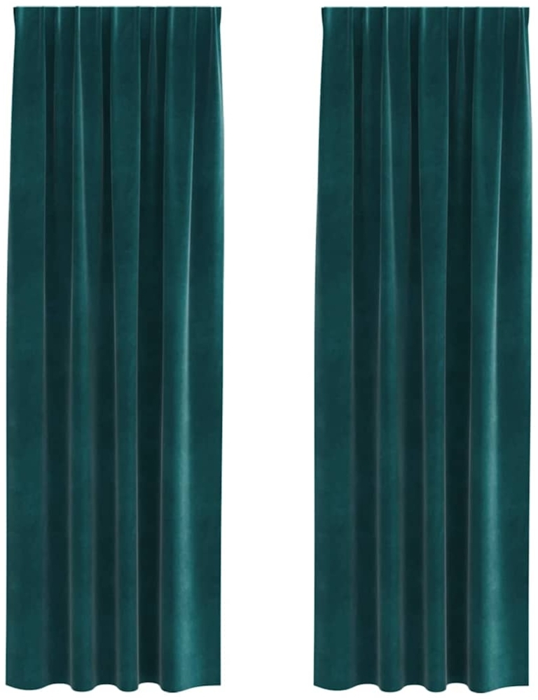 vidaXL Verdunkelungsvorhänge 2 pcs Dunkelgrün 140 x 245 cm Samt 4107216 Bild 1
