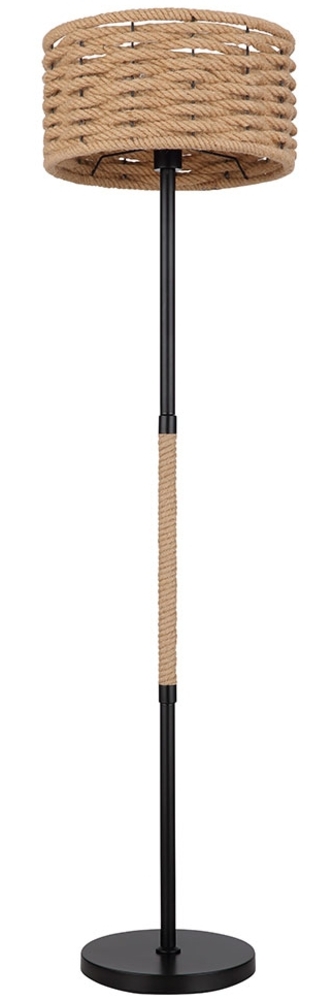 Stehleuchte, Hanfseil, schwarz matt, natur braun, H 147 cm Bild 1