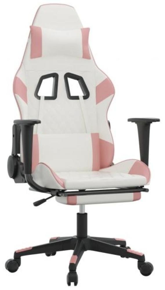 vidaXL Gaming-Stuhl mit Fußstütze Weiß und Rosa Kunstleder 3143772 Bild 1