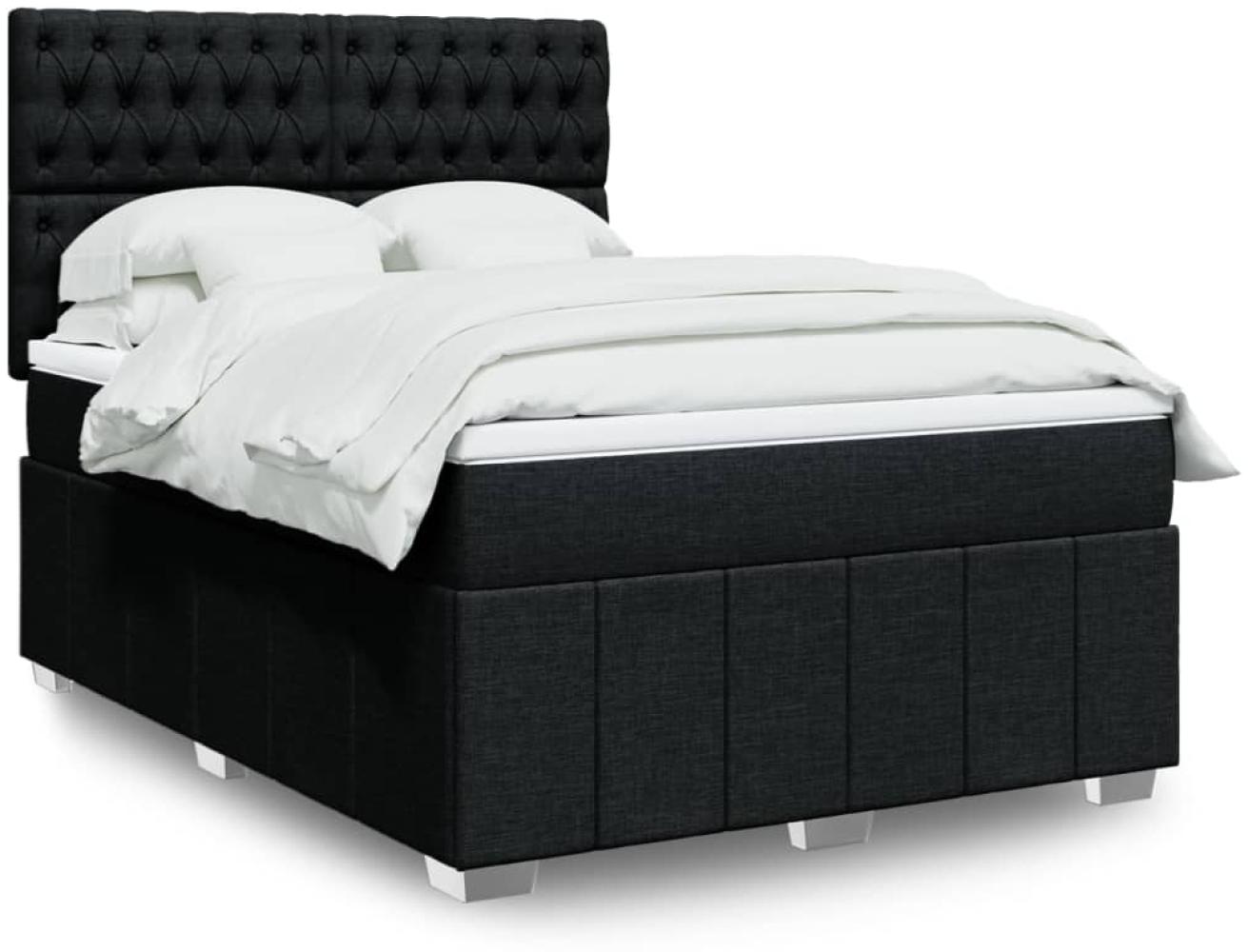 vidaXL Boxspringbett mit Matratze Schwarz 140x190 cm Stoff 3291672 Bild 1