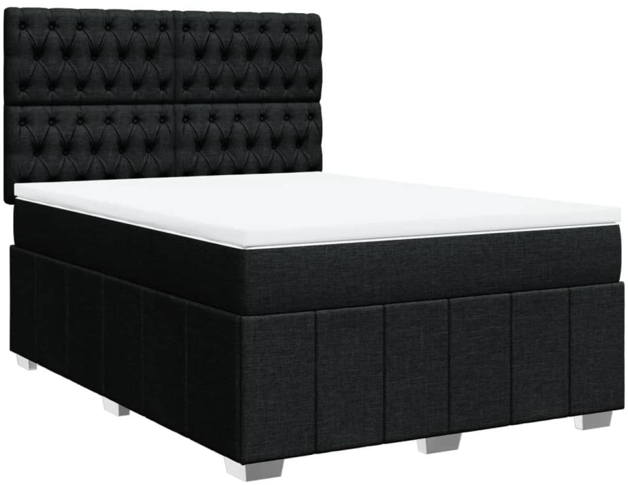 vidaXL Boxspringbett mit Matratze Schwarz 140x190 cm Stoff 3291672 Bild 1
