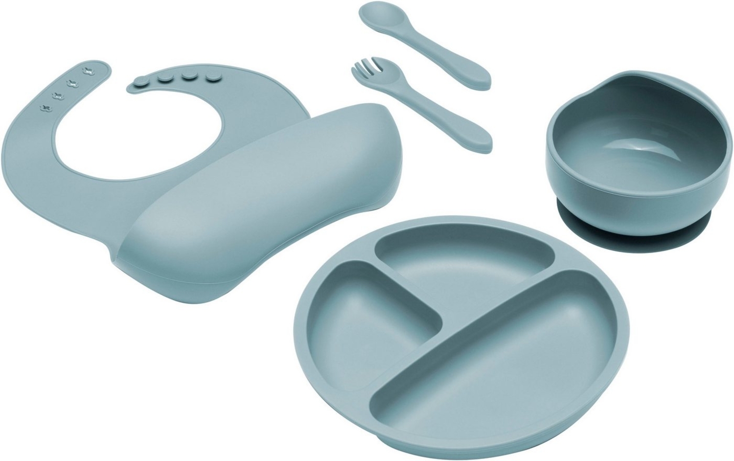 Fillikid Kindergeschirr-Set Silikonset (4-tlg), 1 Personen, Silikon, inkluisve Lätzchen Bild 1