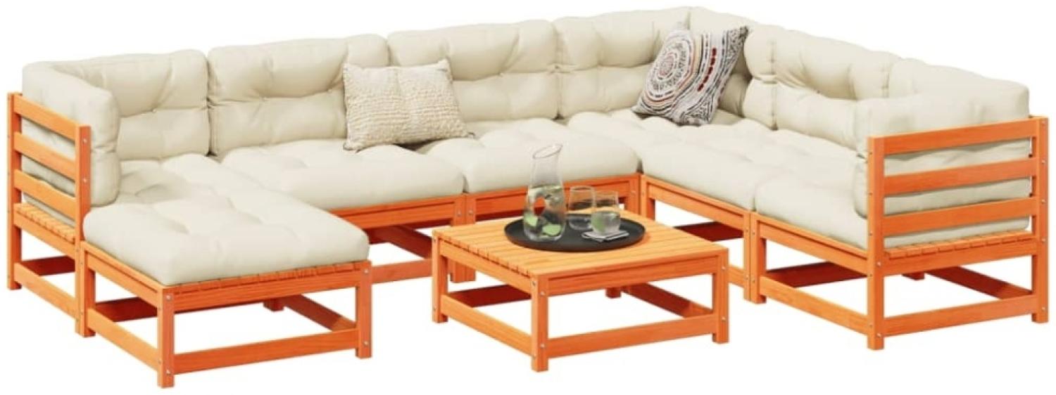 vidaXL 8-tlg. Garten-Sofagarnitur Wachsbraun Massivholz Kiefer 3299553 Bild 1