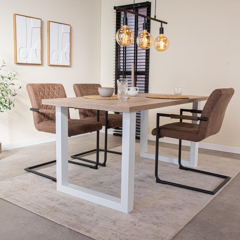 Esstisch Lenzo 170x80 Eiche U-Rahmen weiß Bild 1