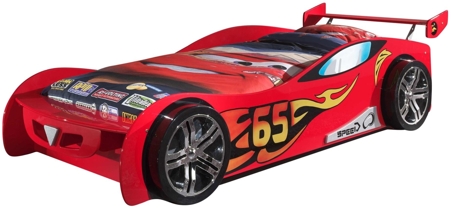 Autobett Kally 247x111x66 Kinderbett Spielbett MDF Rot Bild 1