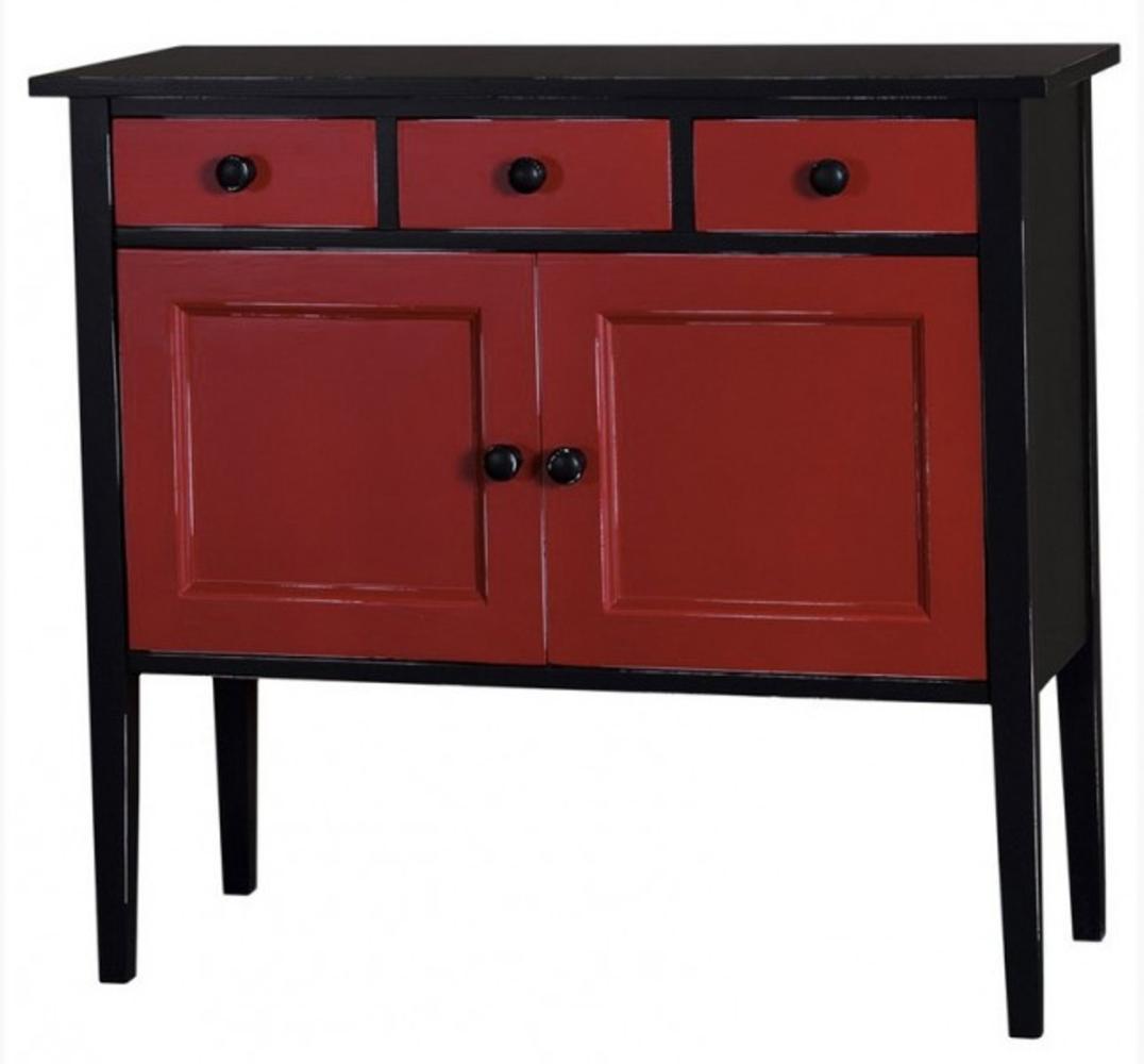 Casa Padrino Jugendstil Kommode 100cm Schwarz / Rot - Landhaus Stil Sideboard Schrank Bild 1