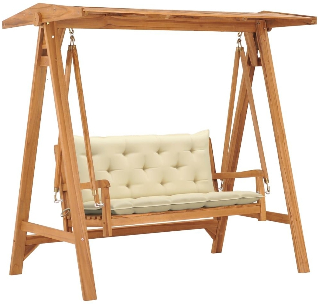 vidaXL Hollywoodschaukel mit Creme Auflage 170 cm Massivholz Teak Bild 1