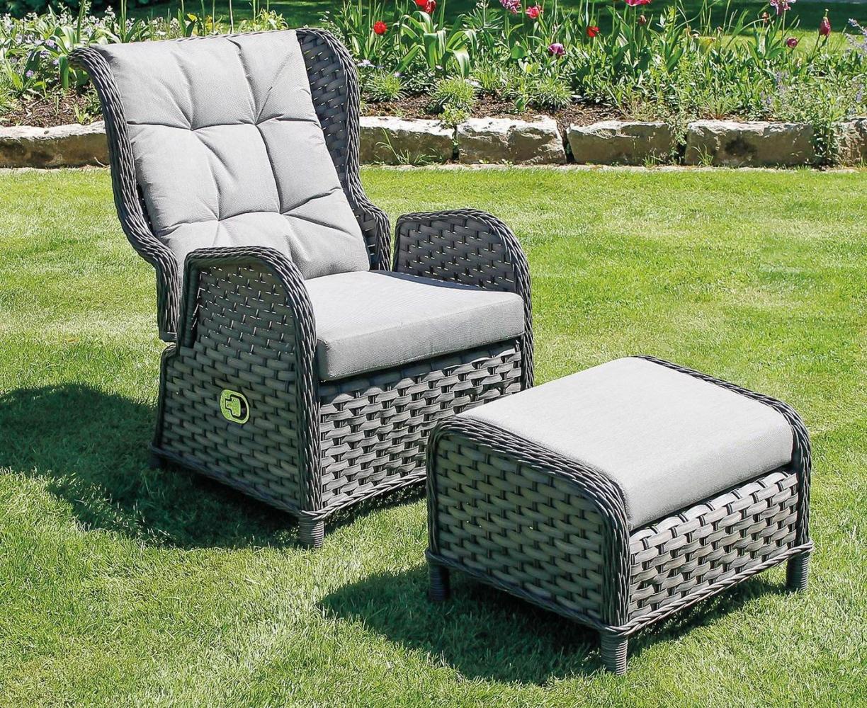 Verstellbarer Polyrattan Comfort Relax Ohrensessel Gartensessel Polster Hocker Bild 1