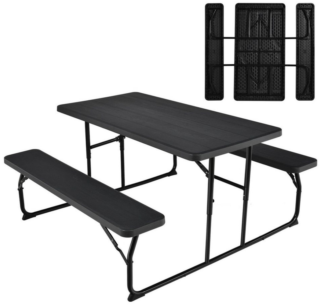 COSTWAY Bierzeltgarnitur, 136 cm Campingtisch mit Bänken, klappbar Bild 1