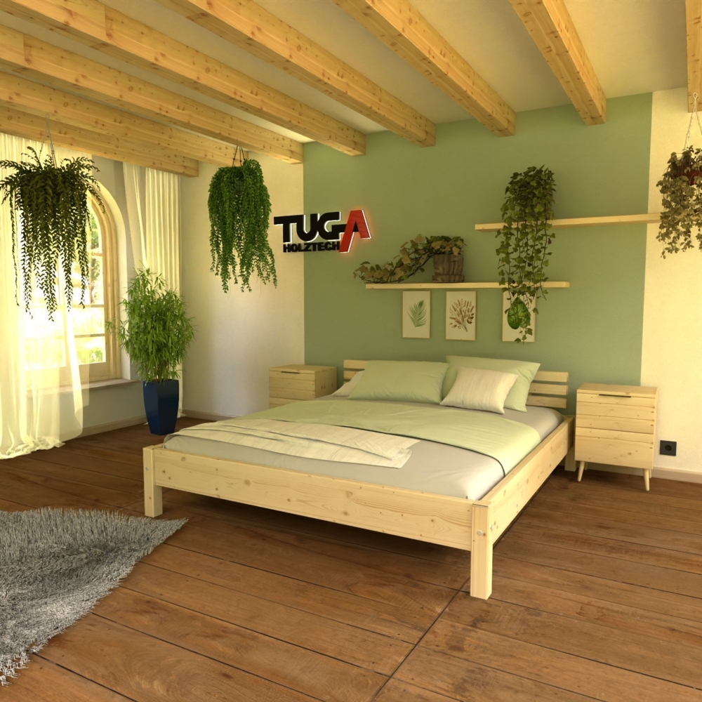 Dübelbett (Fichte) "Schlaf-Nannerl" 200 220 38 Kopfteil als ganzes Bild 1