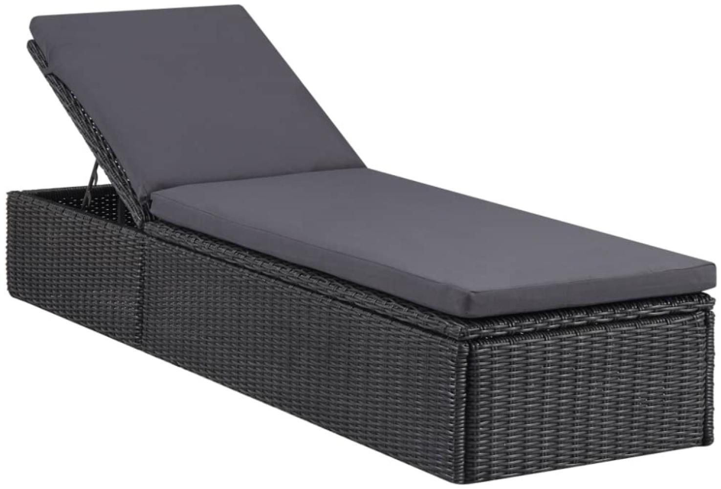 vidaXL Sonnenliege Poly Rattan Schwarz und Dunkelgrau 310148 Bild 1