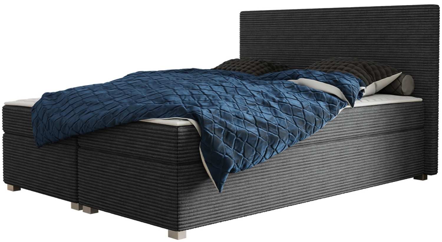 mirjan24 Boxspringbett Retyk Cord (Farbe: Poso Größe: x 200 cm), schwarz, 160 x 200 cm Bild 1