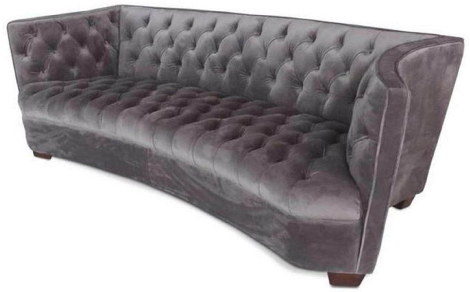 Casa Padrino Luxus Chesterfield Samt Sofa Grau / Braun 221x99 x H. 72 cm Bild 1