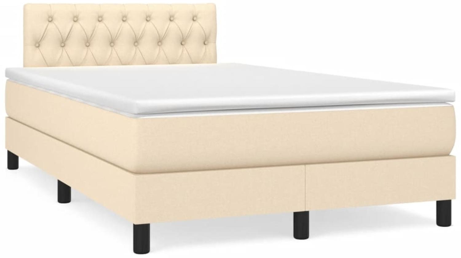 vidaXL Boxspringbett mit Matratze & LED Creme 120x190 cm Stoff 3270065 Bild 1