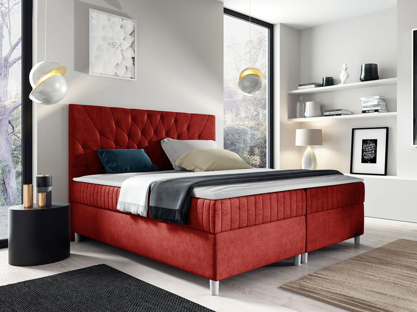 Boxspringbett Murseno, Rot, 180 x 200 cm Bild 1