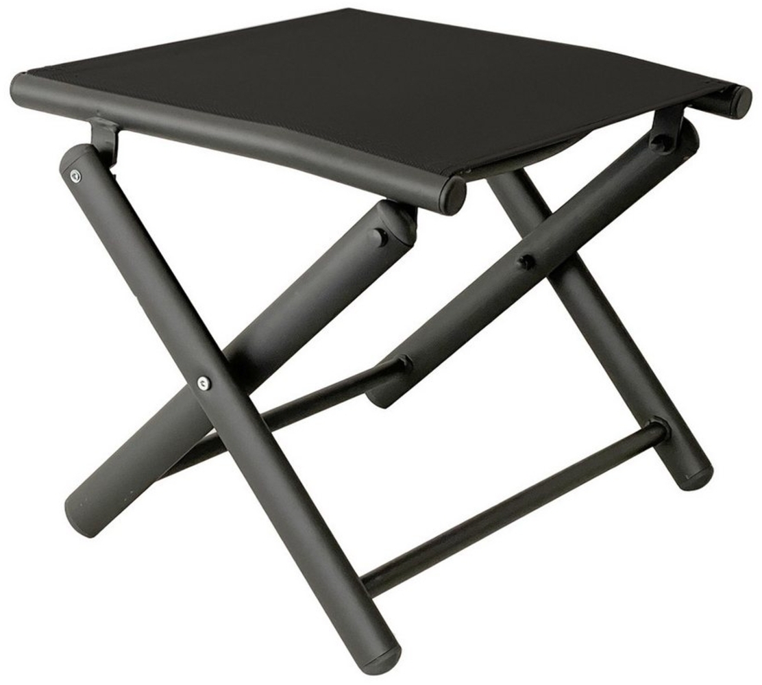 INDA-Exclusiv Armlehnstuhl Garten Klapphocker / Fußhocker Metall - Textilen Anthrazit / Schwarz Bild 1