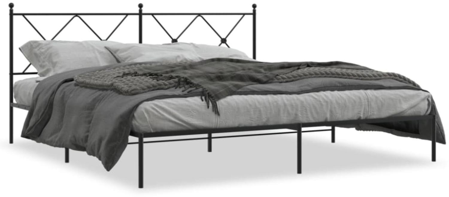 vidaXL Bettgestell mit Kopfteil Metall Schwarz 183x213 cm 376507 Bild 1